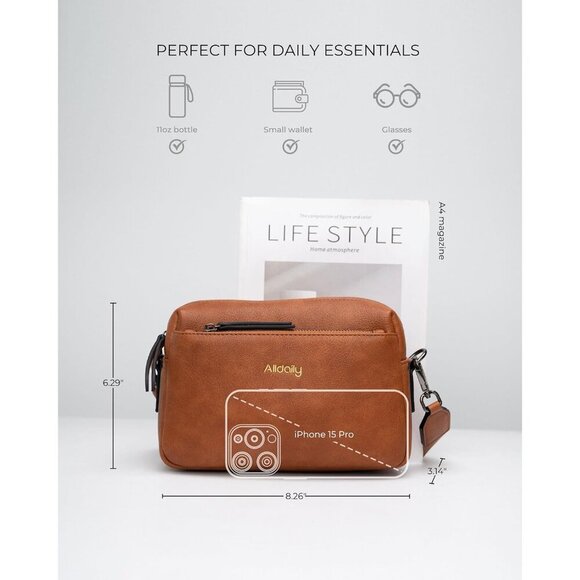 Small Vegan Leather Crossbody Purse Women Organizer Wallet Travel - Picture 5 of 7